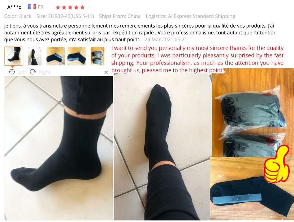 HSS 5/10 Pairs Men's Cotton Blend Socks Black Business Men Socks Soft Breathable Summer Winter for Male Socks Plus Size (6.5-14).