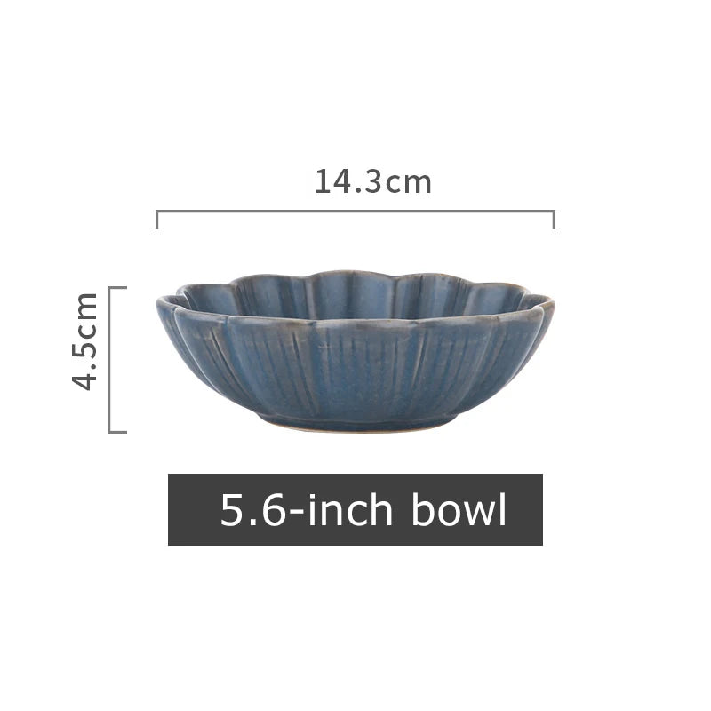 1pc Japanese Dinnerware Ceramic White Blue Dinner Plate Serving Dishes Rice Ramekin Sauce Bowl Microwave Safe.