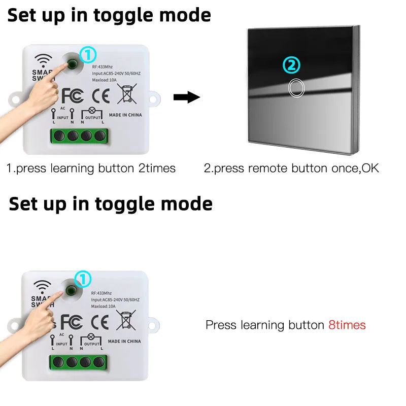 433 MHz intelligenter Lichtschalter Rf Wireless Touch Wandschalter mit Fernbedienung gehärtetes Glas Panel Schalter für Zuhause LED LAMPE 220 V.