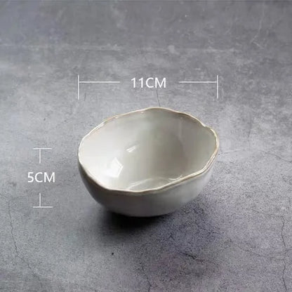 European Style Ceramic Kitchen Tableware Irregular Rice Bowl Creative Dessert Salad Bowl Porcelain Dinner Plate Sauce Dish