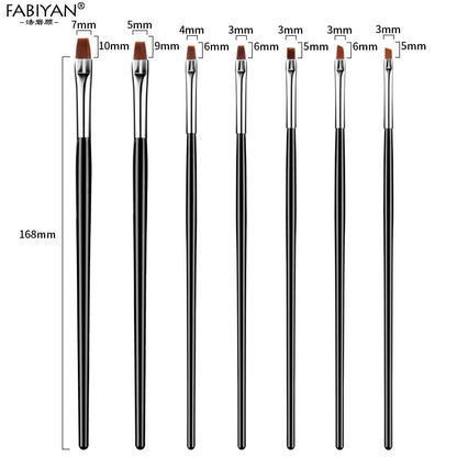 7 Size Nail Art Brush Flat Acrylic Drawing Pen UV Gel Polish French Design Painting Extension Coating Tools Set Manicure.