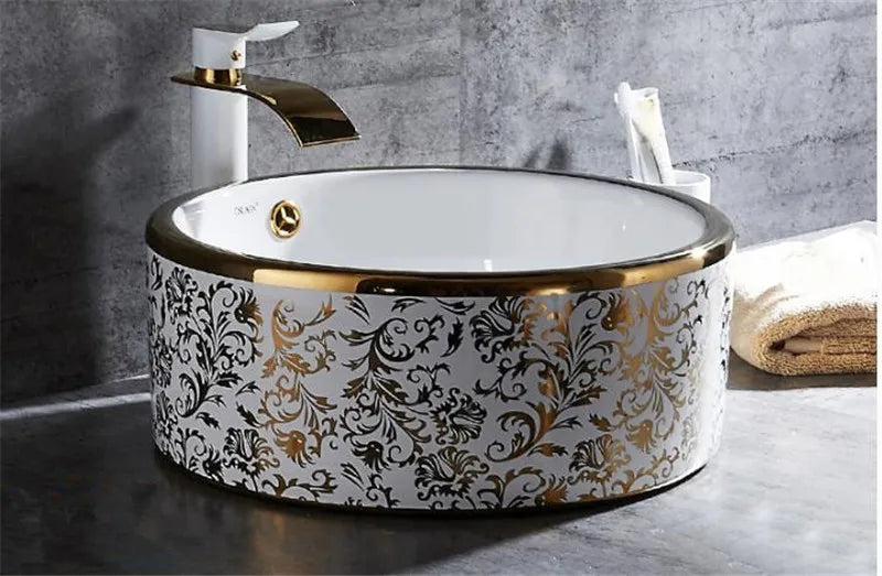 Kunst Keramik Bad Waschbecken Set Keramik Becken Platte Waschbecken Waschbecken Bad Wasserhahn Pop Up Becken Mischbatterie