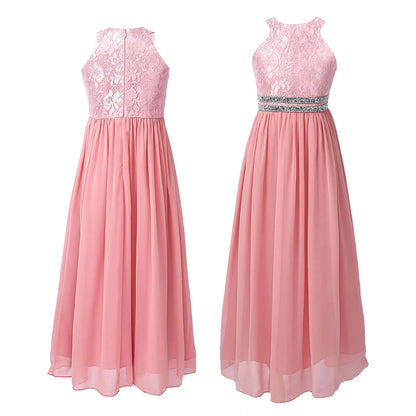 Iiniim Teen Mädchen Ärmellose Pailletten Floral Spitze Glänzenden Kleid Vestido de festa für Hochzeit Formale Geburtstag Party Sommer Kleider