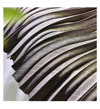 Looks Thin Pleated Skirt 2025 New High Waist A-line Skirt Mid-length Big Size Plaid Skirt Long Pleated Skirt Length 75-90cm