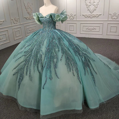 Jancember DY9986 Off Shoulder Sweetheart Ball Gown Women Evening Dresses Elegant.