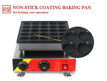 ITOP Mini Poffertjes Maker Mini Pancake Waffle Muffin Machine 25 Holes Commercial 800W Non-stick, Fast Heating, Heavy Duty.