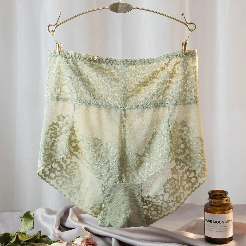 Women Lace High Waist Panties Sexy Mesh Girdle Waist Underwear Quality Plus Size Butt Lifter Knickers Tummy Slim Control Briefs