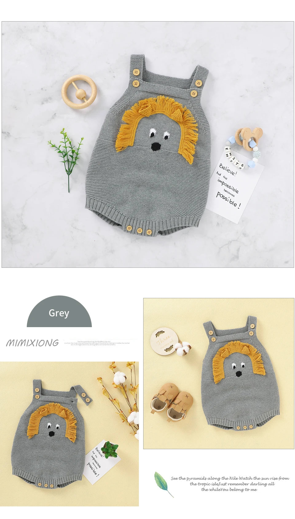Baby-Body, niedlicher Cartoon-Löwe, Kleinkind-Säuglings-Onesies, 100 % Baumwolle, gestrickt, für Neugeborene, Kinder, Kleidung, einteiliger Overall, ärmellos