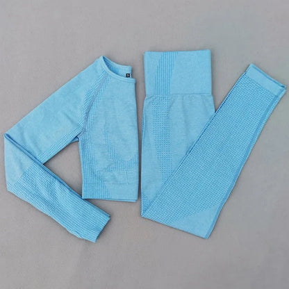 Women Seamless Yoga Set Fitness Clothing Sportswear Woman Gym Leggings Push up legging Cropped Shirts Sports Suits