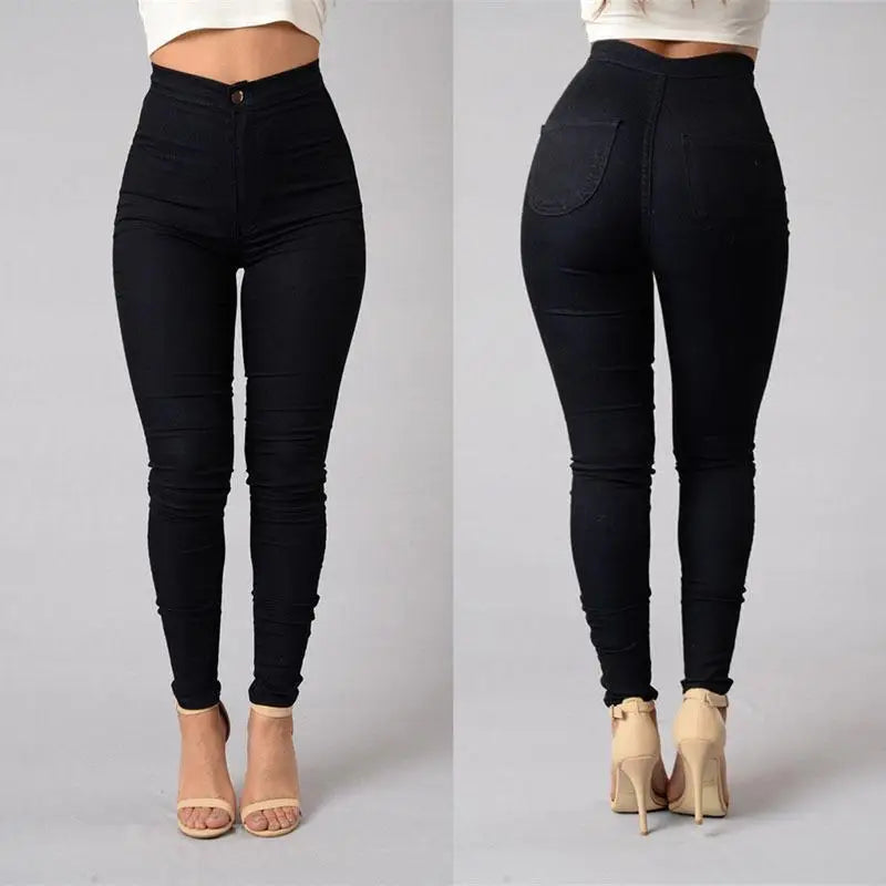 2021 NEW HOT SALE Women Denim Skinny Jeggings Pants High Waist Stretch Jeans Pure Color Slim Pencil Trousers боди женское.