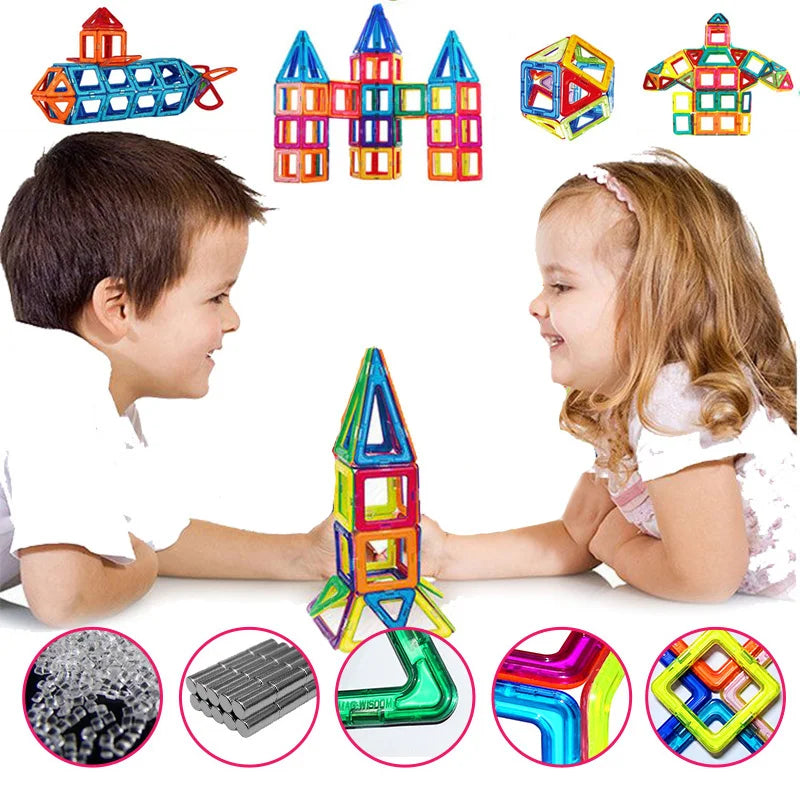 30-168PCS Medium Size Magnetic Building Blocks Magnet Designer Construction Set Montessori Educational Toys For Kids Gifts.