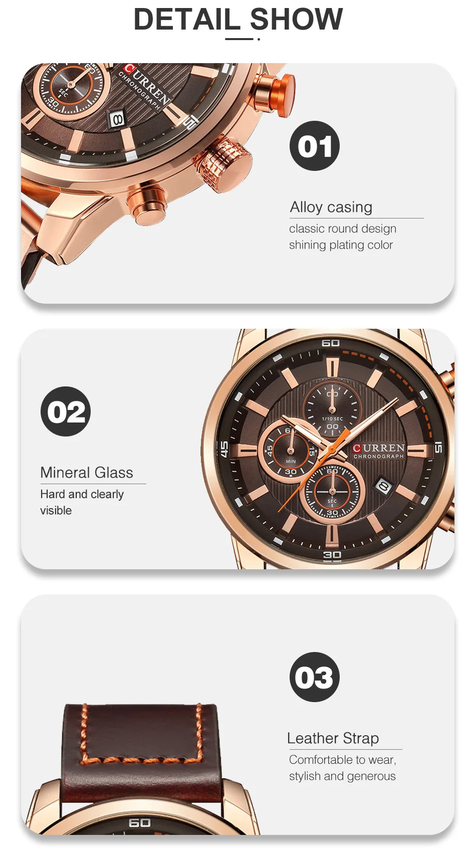 CURREN Brand Watch Men Leather Sports Watches Men's Army Military Quartz Wristwatch Chronograph Male Clock Relogio Masculino.