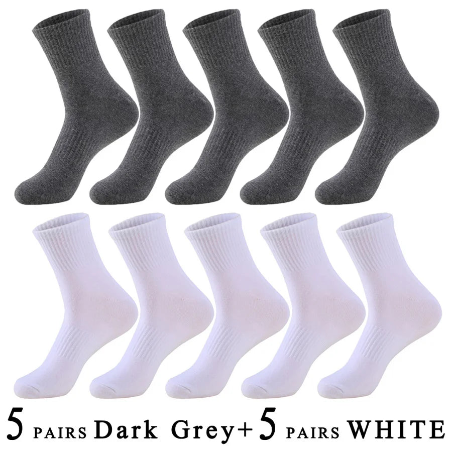 5 Pairs/Lot Socks Men Cotton Running Casual Thick Solid Compression Breathable Outdoor Travel Long High Crew Sock Male 4 Styles