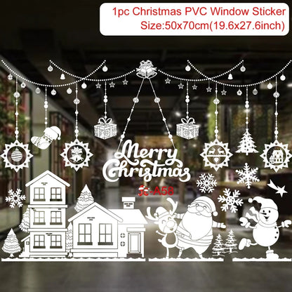 2025 Merry Christmas Wall Sticker Window Glass Merry Christmas Decor for Home Living Room Wall Decor 2026 Happy New Year Sticker