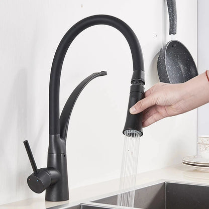 Kitchen Faucet Swivel Pull Down Black Hose Kitchen Sink Faucet Sink Tap Mounted Deck Bathroom Hot And Cold Water Mixer Crane