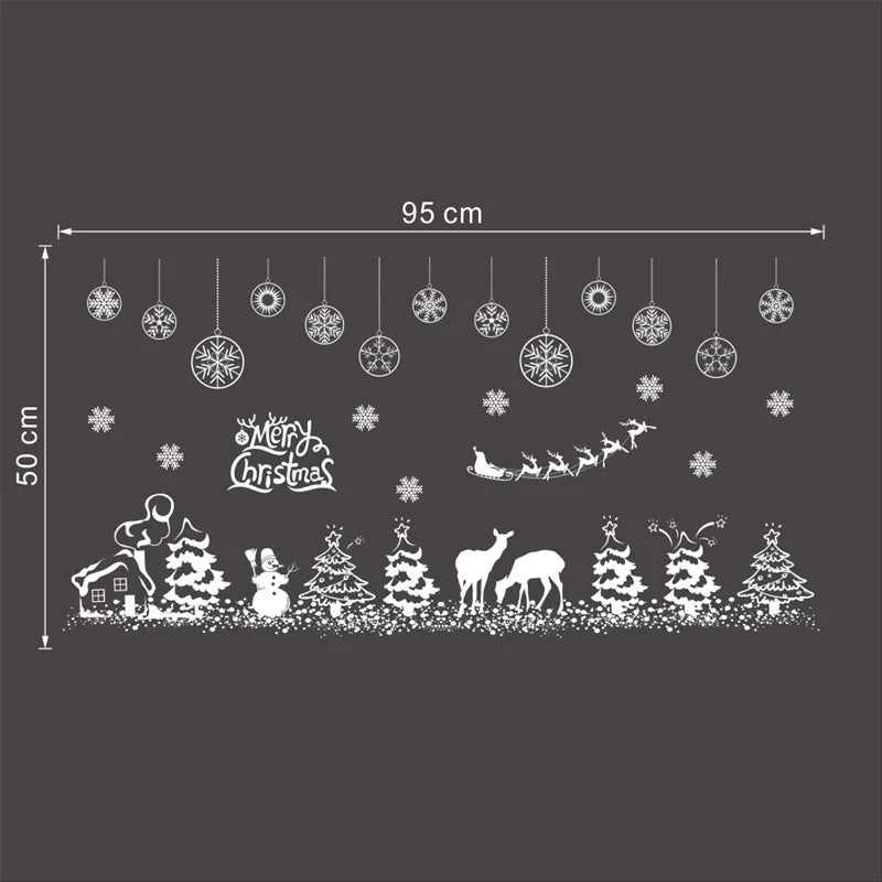 Celebrate Christmas Wall Stickers For Store Office Home Decoration White Xmas Festival Theme Wall Mural Art Diy Window Decals.