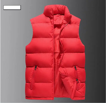 Mens Vest Jacket Warm Sleeveless Jackets Winter Waterproof Zipper Coat Autumn Stand-up Collar Casual Waistcoat Brand Clothing.