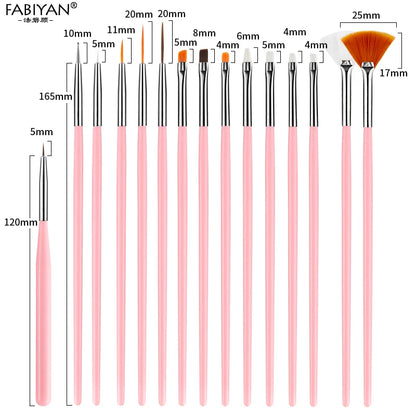 7 Size Nail Art Brush Flat Acrylic Drawing Pen UV Gel Polish French Design Painting Extension Coating Tools Set Manicure.