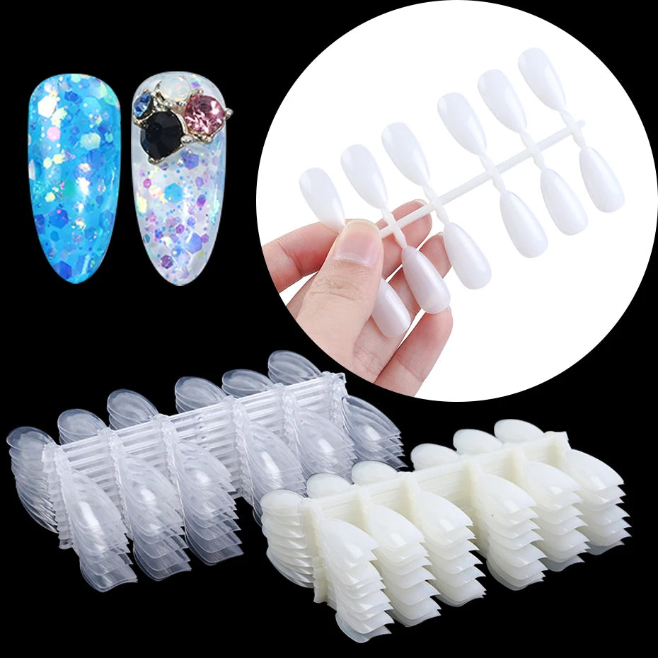 120pcs Fake Nail Tips For Display Palette Oval Almond Acrylic Nails Forms Color Chart Manicure Practice Nail Equipment.