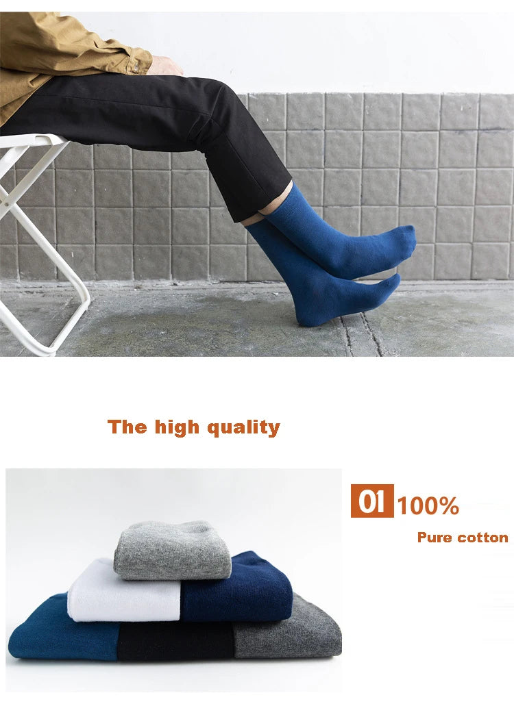 5Pairs New High Quality Business Casual Men Socks Black Men's Dress Long Socks Autumn Keep Warm Colorful Full Happy Socks Male.