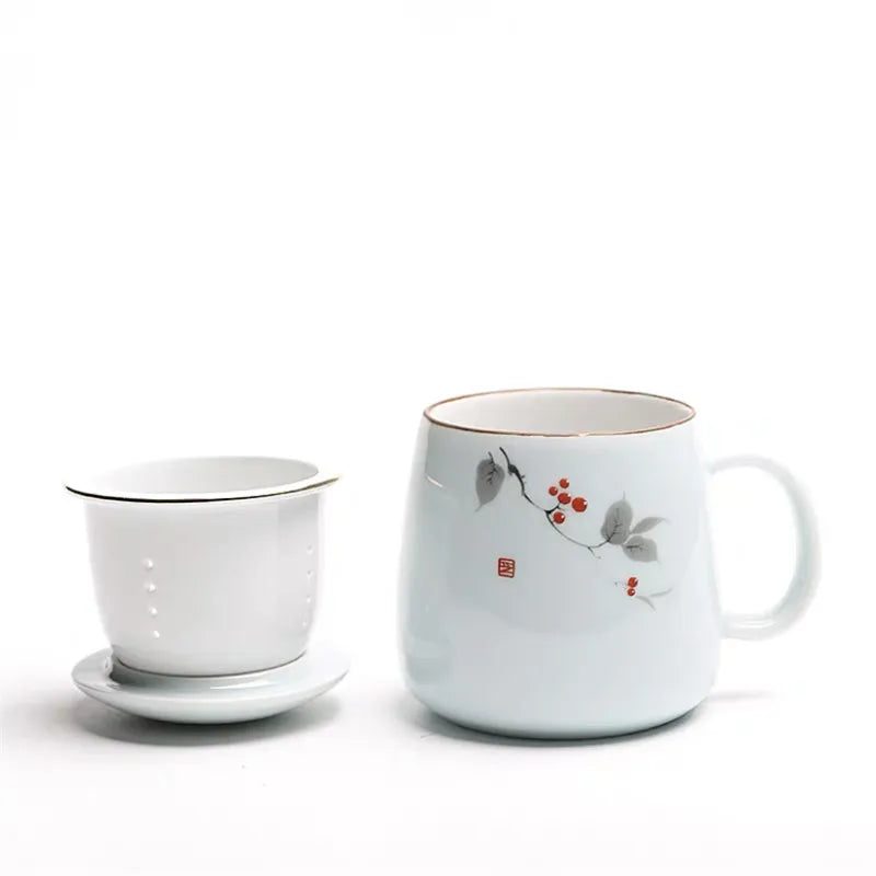Ceramic Filter Teacup Simple Large Capacity Couple Drinkware Household Coffee Mug with Lid Porcelain Office Tea Separation Cup