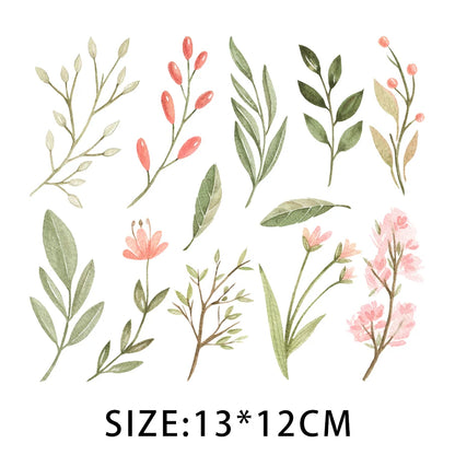 Cartoon Pflanze Blumen Aufkleber Wärmeübertragung PVC Patch Hitzeempfindliche Patches Bügelaufkleber auf Kleidung DIY Applikationen