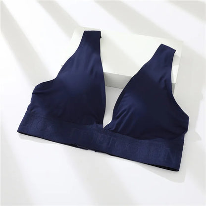 FINETOO Plus Size Women Cropped Top Female Bra S-XL V-Neck Girls Lingerie Active Bras Sexy Woman's Underwear Push Up Tube Tops