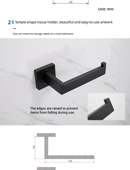 Mattschwarz Badezimmer Hardware Set Kit Zubehör Wandregal Handtuchhalter Rack Schiene Robe Aufhänger Toilettenbürste Rollenpapierhalter Schüssel