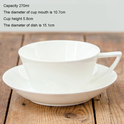 Pure White Bone China Coffee Cup Ceramic Simple Nordic Latte Cups Creative Fancy Afternoon Tea Cafe Coffee Cup and Saucer Spoon