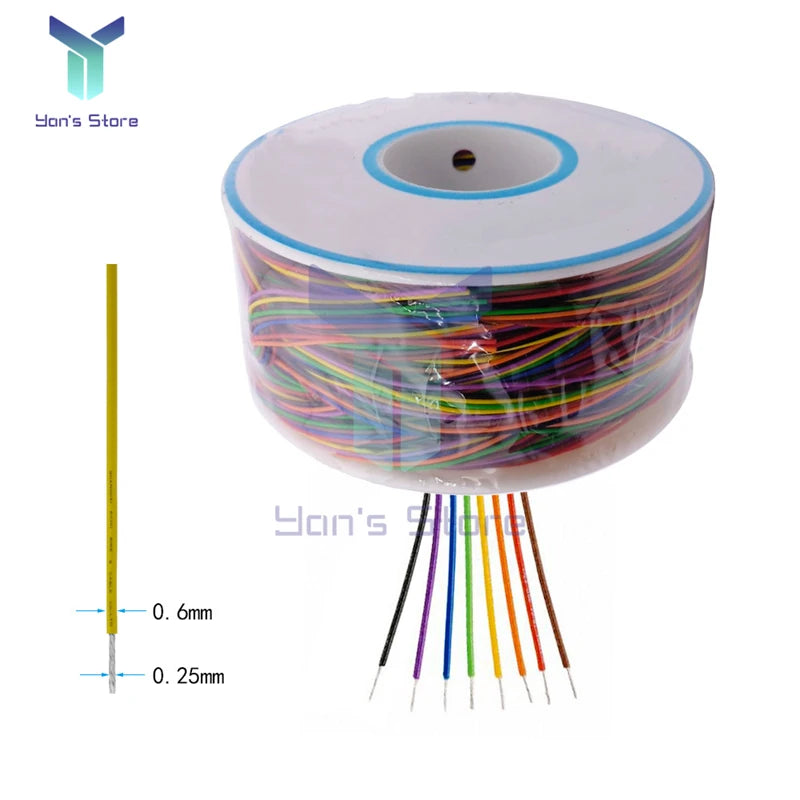 250M 30AWG Wire Cable 8 Color PCB Soldering Fly Iine 0.55mm Breadboard Jumper Colored Insulation Wrap Cable Tinned Pure Copper.