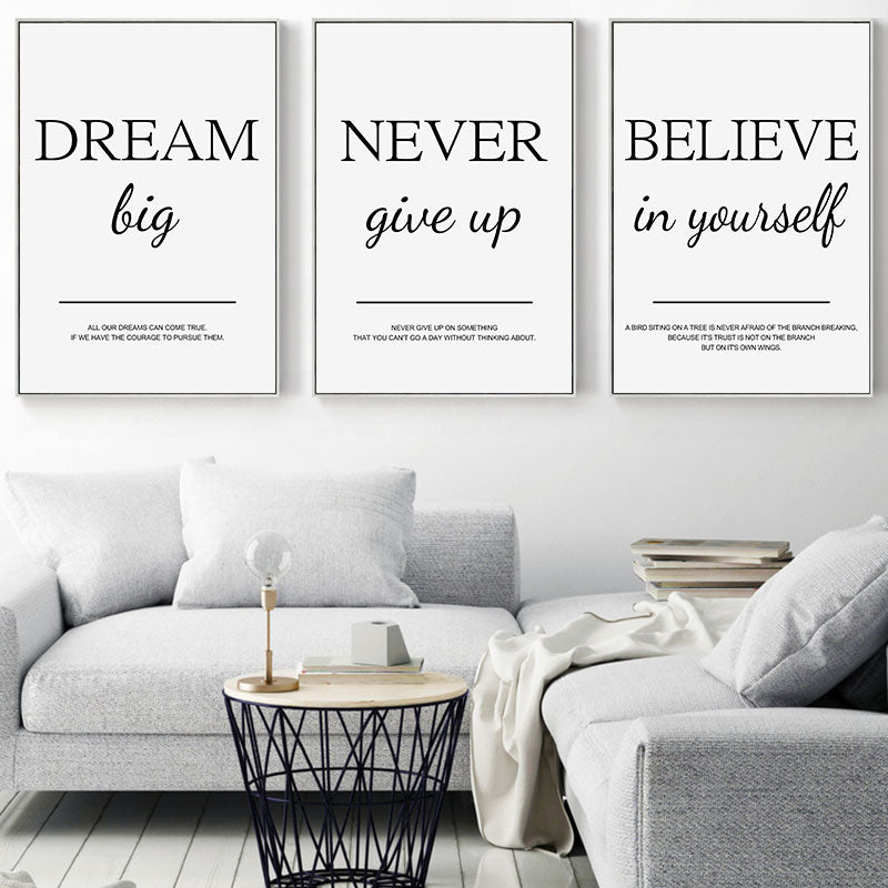 Modern Living Room Simple Decorative Picture Inspirational Wall Art Poster Print Positive Quote Painting on Canvas Home Decor.