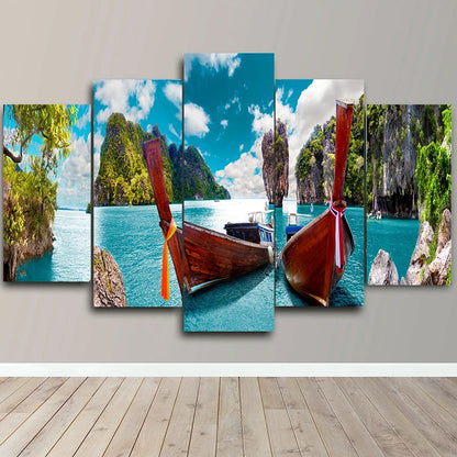 Landscape Canvas Posters Home Decor 5 Pieces Natural Lake Paintings Wall Art Scenery Pictures Modular Living Room Decor Unframed.