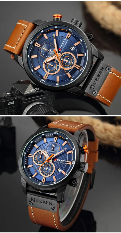 CURREN Brand Watch Men Leather Sports Watches Men's Army Military Quartz Wristwatch Chronograph Male Clock Relogio Masculino.