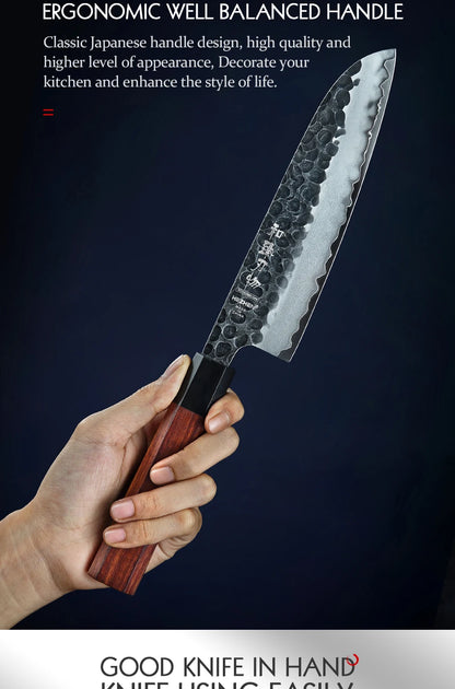 HEZHEN 1PC-5PC Kitchen Knife Set Chef Utility Stainless Steel 3 Layers Composite Steel Santoku Nakiri Kitchen Accessories