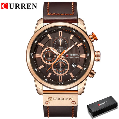 CURREN Brand Watch Men Leather Sports Watches Men's Army Military Quartz Wristwatch Chronograph Male Clock Relogio Masculino.