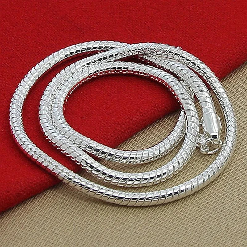 40-75cm 925 Sterling Silver 1MM/2MM/3MM solid Snake Chain Necklace For Men Women Fashion Jewelry for pendant free shipping.