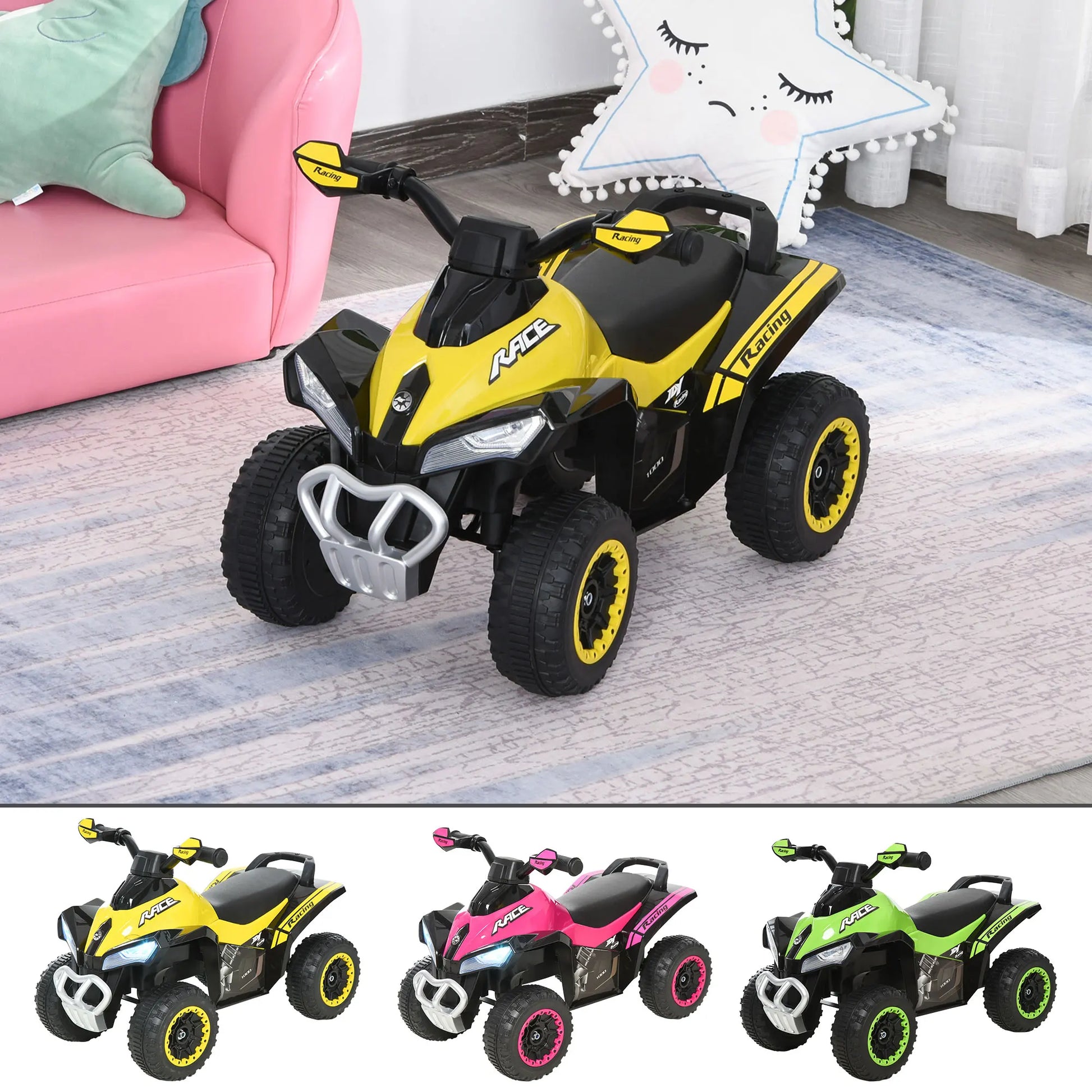 HOMCOM Quad ATV Walker for children over 18 months with lights and music support up to 20 kg 67,5x38x44 cm.