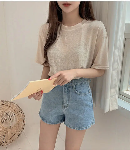 Shorts Women Summer Breathable XS-3XL Solid Simple All-match 3 Colors Girls Cute High Waist Fashion Ulzzang Streetwear Denim