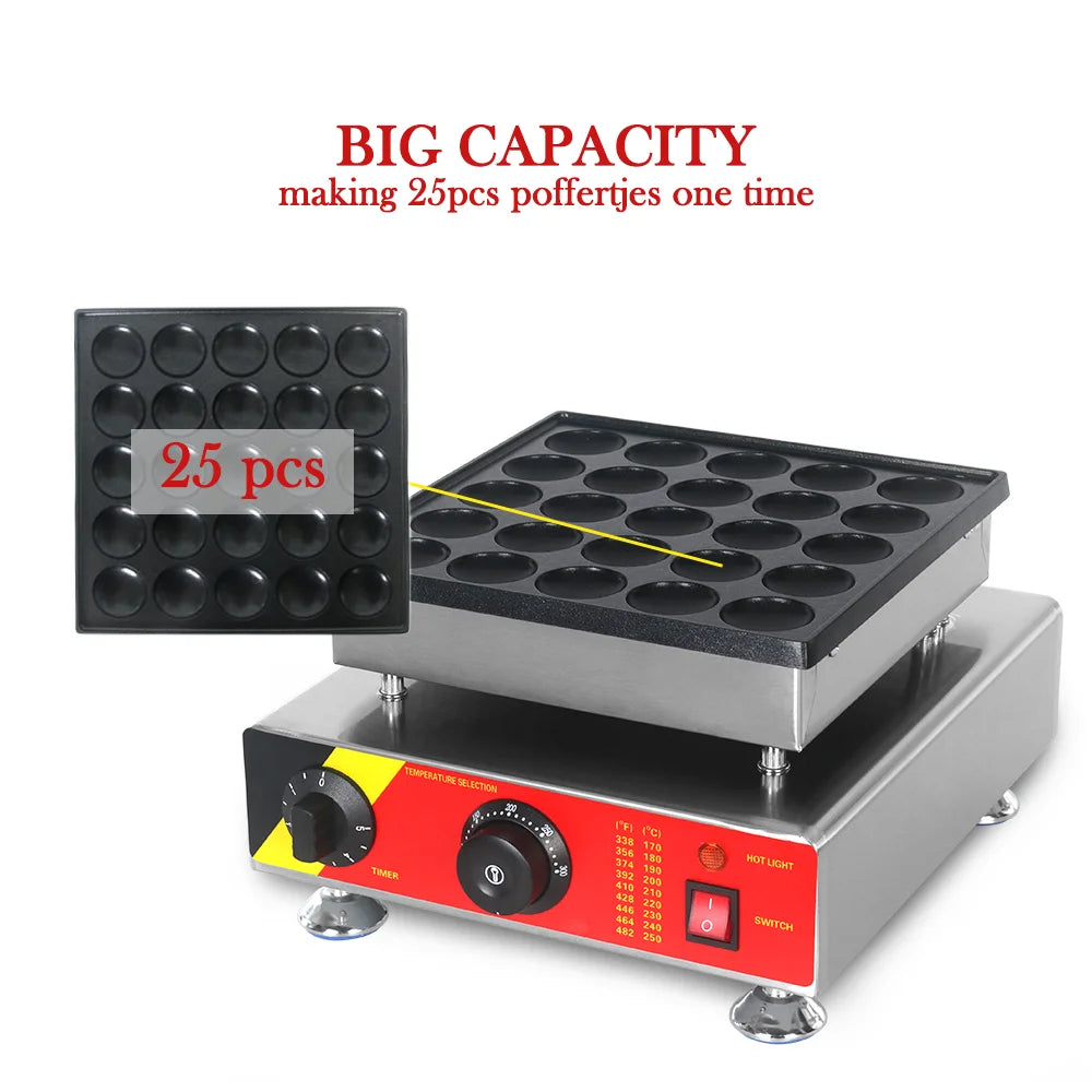 ITOP Mini Poffertjes Maker Mini Pancake Waffle Muffin Machine 25 Holes Commercial 800W Non-stick, Fast Heating, Heavy Duty.