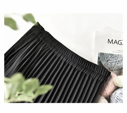 Looks Thin Pleated Skirt 2025 New High Waist A-line Skirt Mid-length Big Size Plaid Skirt Long Pleated Skirt Length 75-90cm