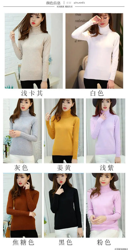 Frauen Pullover Rollkragen Pullover Herbst Winter Pullover Neue 2025, Lange Ärmel Dicke Warme Weibliche Pullover Khaki