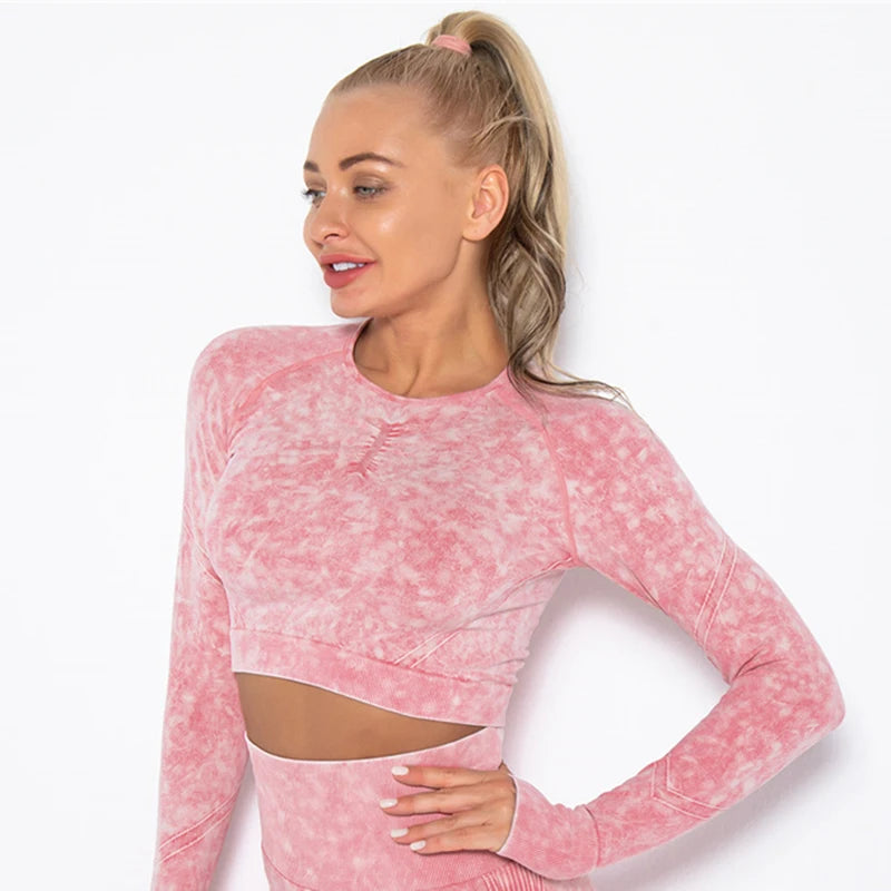 Hamidou Cropped Top Gym Set Seamless Women Yoga Workout Set Fintess Clothing Push Up Leggings Sport Wear Women Suits Tracksuit