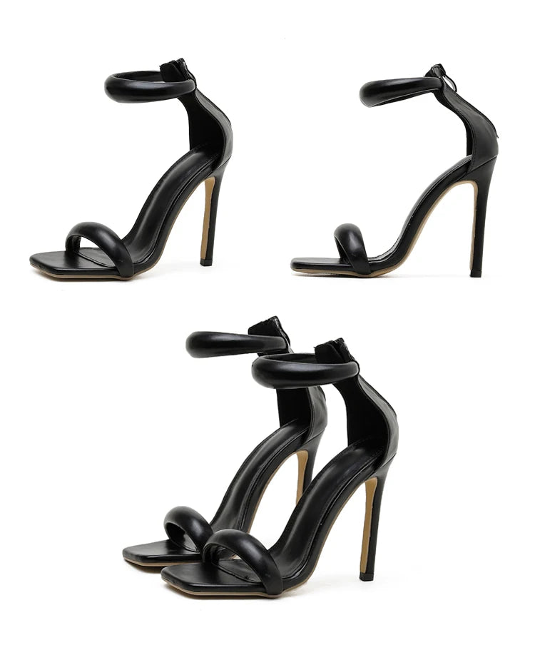 Eilyken Summer Silver Gold Peep Toe High Heel  Sandals Sexy Buckle Strap Ankle-Wrap Ladies Club Women Stripper Shoes.