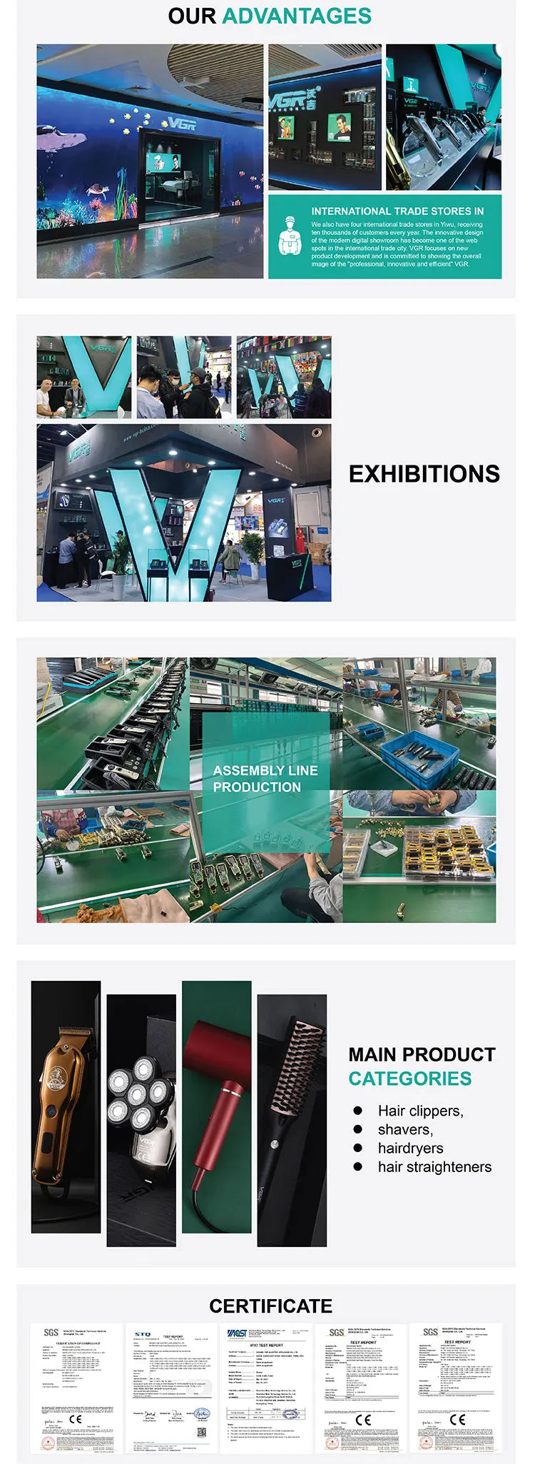 VGR professional multi gear adjustable hair dryer hair salon household high-power distributed air nozzle cold hair dryer V-450.