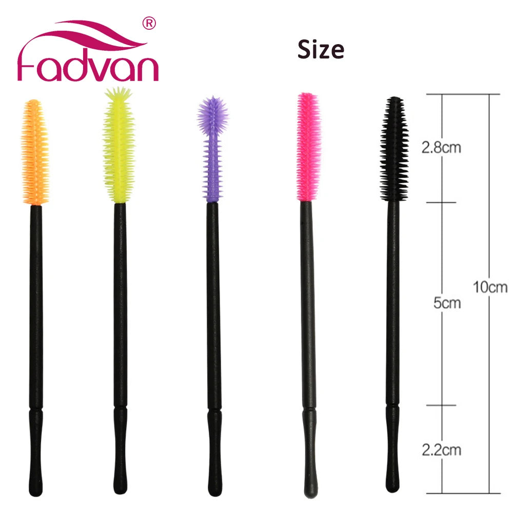 Fadvan 50Pcs/Pack Silicone Brushes Disposable Eyelash Tool Comb Mascara Wands Makeup Brushes Individual Applicator Kit for Eye.