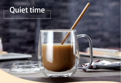 1-6PCS 80-450ML Heat Resistant Double Wall Tea Glass Cup Beer Coffee Handmade Creative Cold Beverage Transparent Drinkware Set.