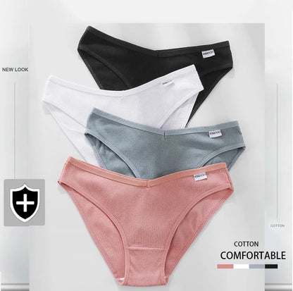 FINETOO 3PCS/Set Women's Underwear Cotton Panty Sexy Panties Female Underpants Solid Color Panty Intimates Women Lingerie M-2XL