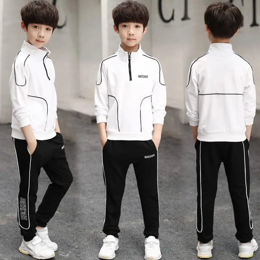 Spring Autumn Teenager Boys Clothing Sets Child Fashion Letter Sweatshirt + Pants 2Pcs Kids Tracksuit 4 5 6 7 8 9 10 11 12 Years.