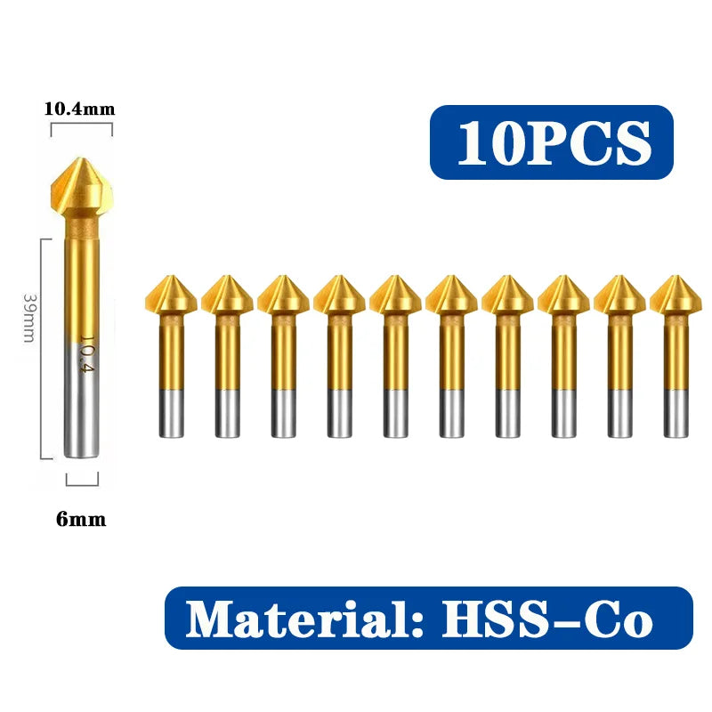 HSS Fasen Anfasen Cutter Schaftfräser Werkzeug Senker Bohrer Set Zu Holz Stell Fasen Cutter Power Tool 3 Flöte 90 grad