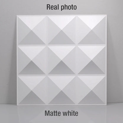 12 Pcs Decorative 3D Wall Panel Diamond Design Matt White Wallpaper Mural Tile-Panel-Mold 3D wall sticker bathroom kitchen 30cm
